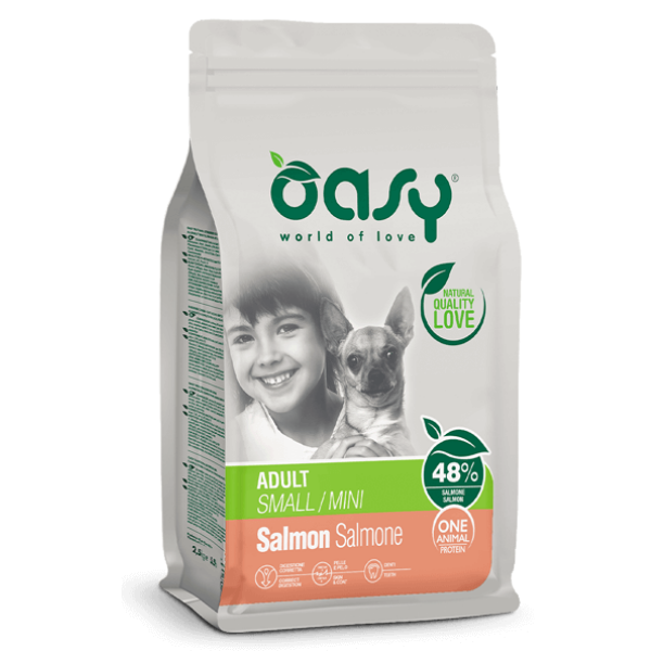 foto del prodotto oasy monoproteico adult mini salmone 2,5 kg crocchette monoproteiche cane 1 ordine scegli lo sconto bzr5 bzr20 200 punti fedelt 