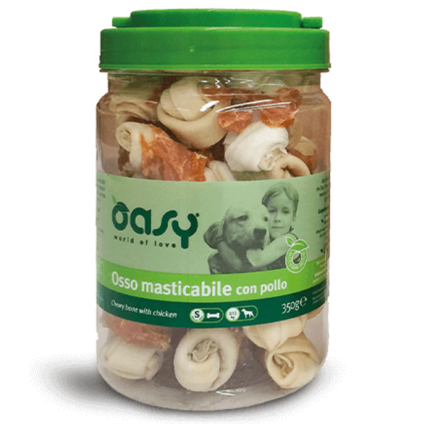 foto del prodotto oasy osso masticabile per cani adulti con pollo taglia cane s formato 350 gr 1 ordine scegli lo sconto bzr5 bzr20 200 punti fedelt 