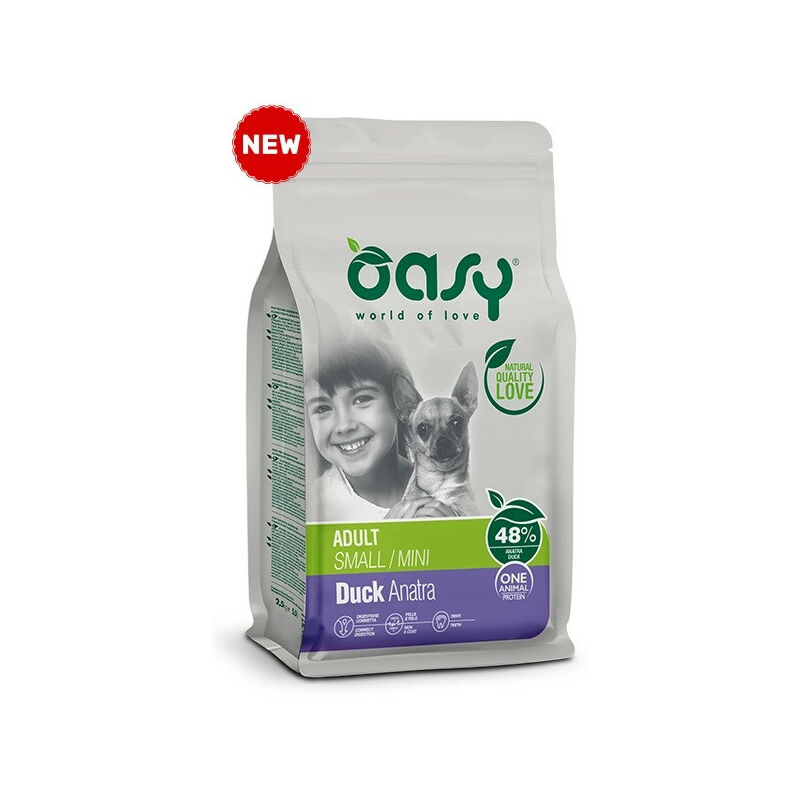foto del prodotto oasy per cani adult mini con anatra da 2,5 kg
