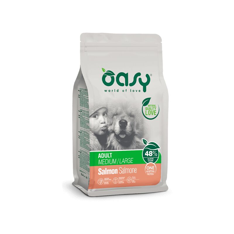 foto del prodotto oasy sacco crocchette cane adulto al salmone 12 kg
