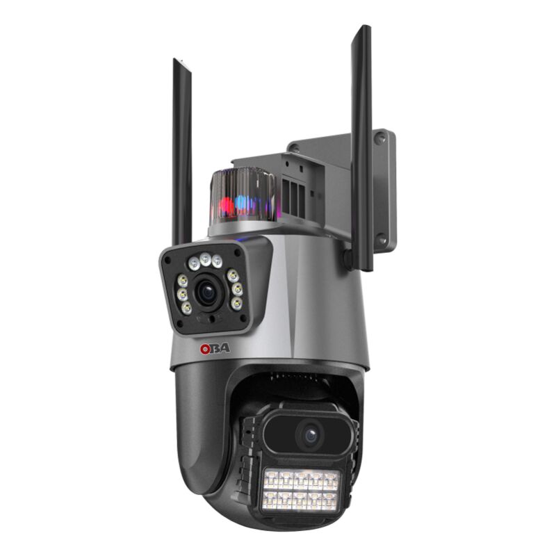 foto del prodotto oba pt r50 telecamera di sicurezza wifi con doppia lente multi obiettivo, audio bidirezionale e funzione autotracking 4mp ip