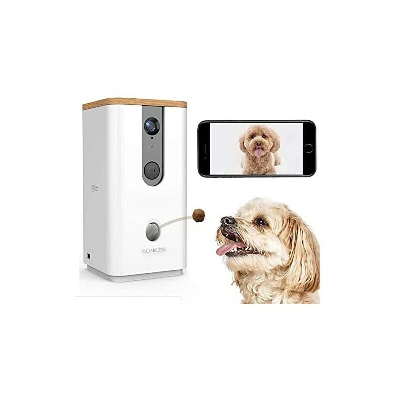 foto del prodotto oba telecamera hd wifi con lancio di croccantini per cani e gatti visione notturna e audio bidirezionale