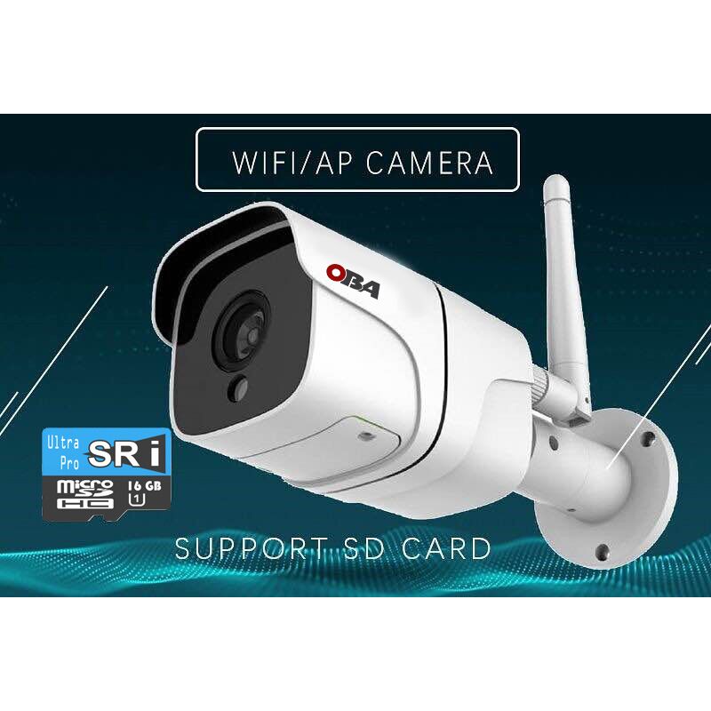 foto del prodotto oba telecamera wifi ip camera mp01 pl wireless con infrarossi risoluzione hd 2.0 mp,onvif, p2p, scheda sd e funzione ir cut