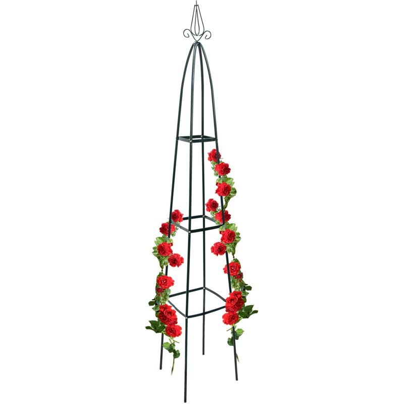 foto del prodotto obelisco per rampicanti, a piramide, per piante, rose, edere, accessori da giardino, acciaio, verde relaxdays