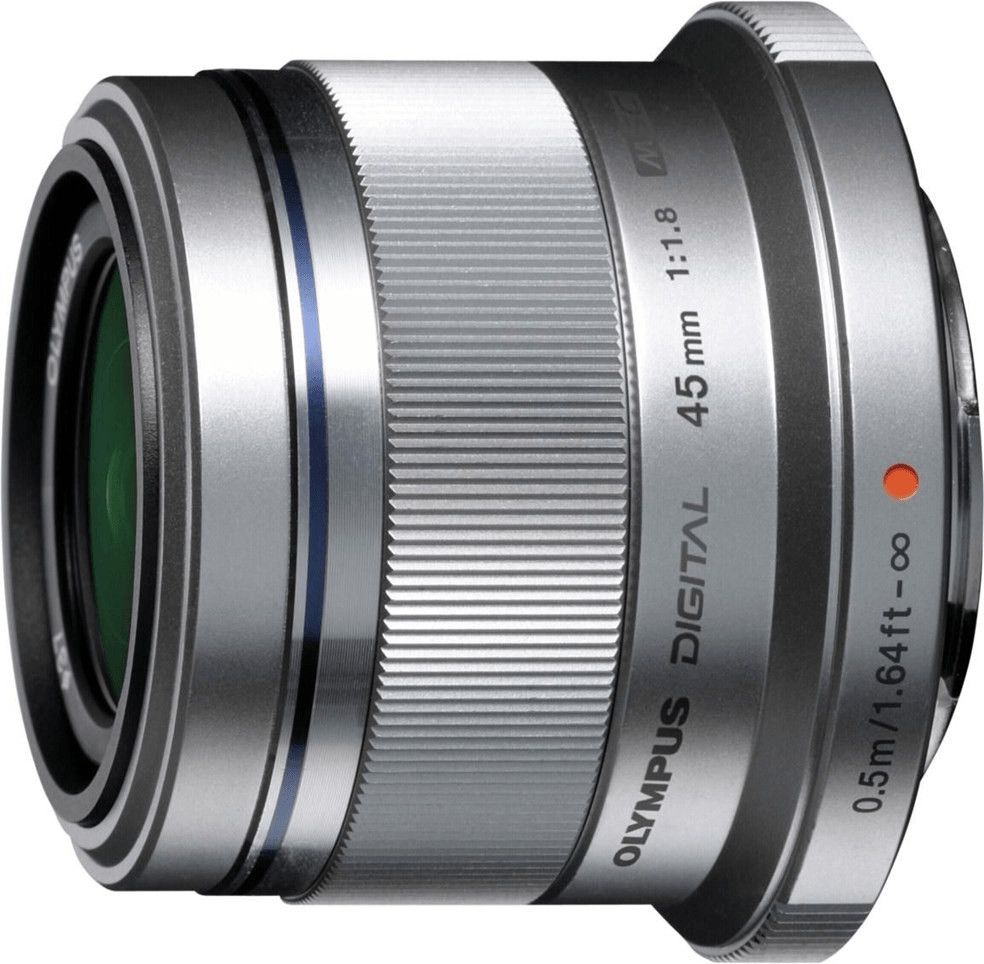 foto del prodotto obiettivo olympus m.zuiko digital 45mm f 1.8 colore silver