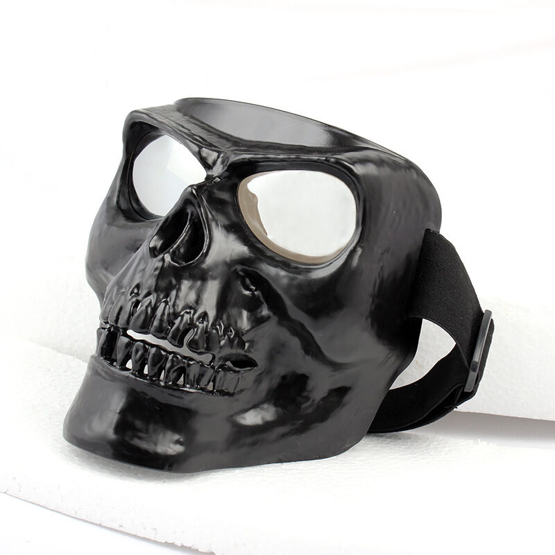 foto del prodotto occhiali da moto con visiera staccabile, occhiali caldi antiappannamento rimovibili, filtro per la bocca, cinghie protettive regolabili, stile retr ,