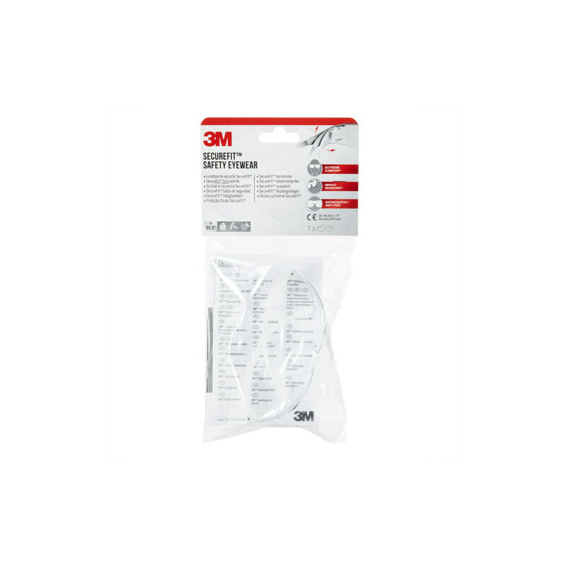 foto del prodotto occhiali di sicurezza de clear anti scratch securefit sf200c 1 3m 7100331461