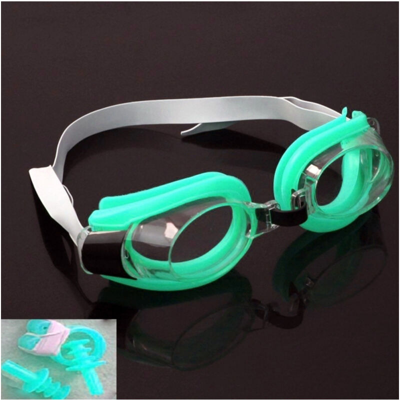 foto del prodotto occhialini verde nuoto piscina mare sport regolabili con tappi per naso orecchie trade shop traesio