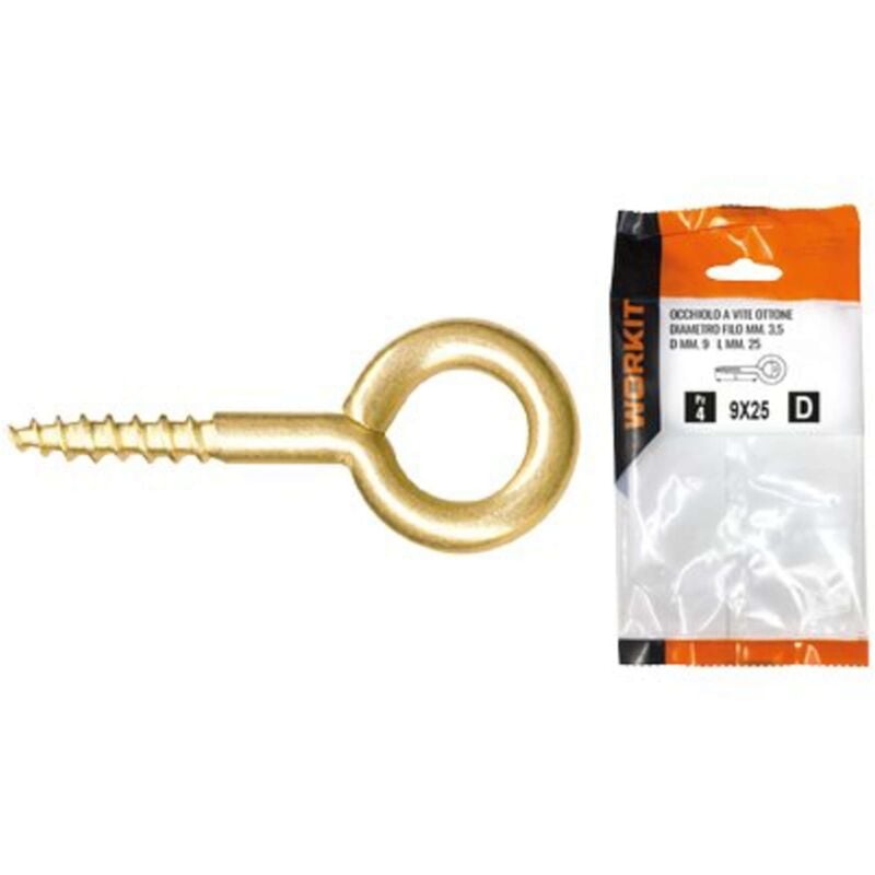 foto del prodotto occhiolo a vite ottone self workit mod 17x40 mm 6x18x2,5 cf pz 4 5 confezione