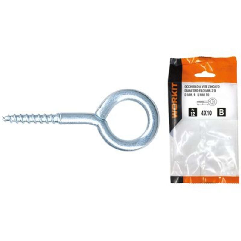 foto del prodotto occhiolo a vite zincato self workit mod 20x 60 mm 8x20x4,0 cf pz 12 5 confezione