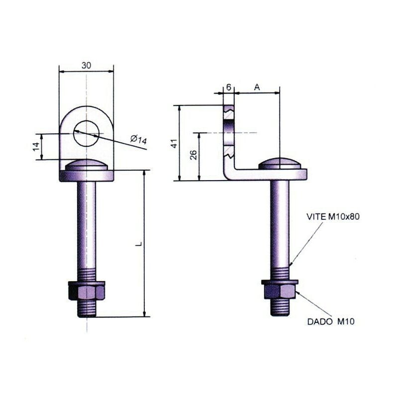 foto del prodotto occhiolo fisso x lucchetti mm.26 74 pz 10,0 - potent
