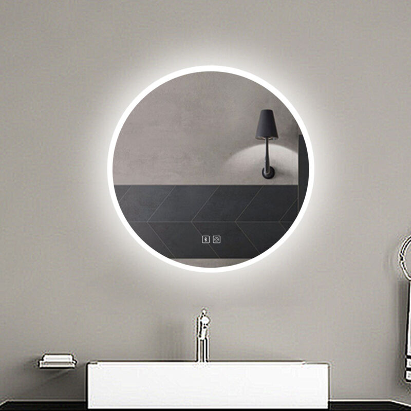 foto del prodotto ocean 70x70cm specchio da bagno rotondo a led, bluetooth, antiappannamento, dimmerabile all infinito