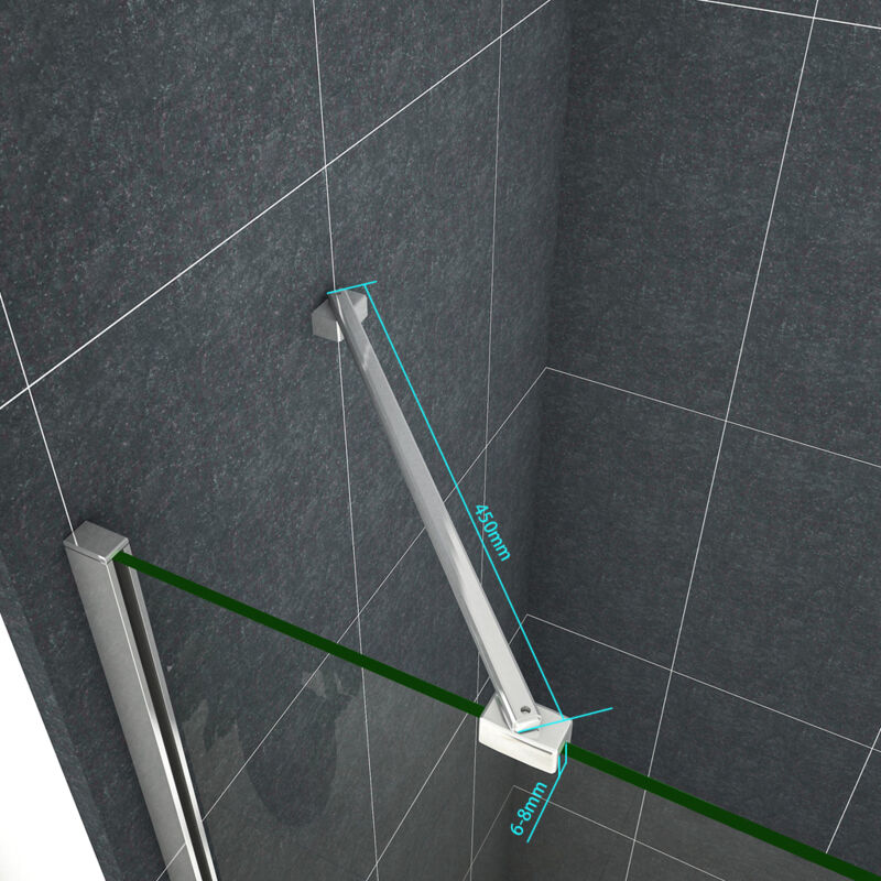 foto del prodotto ocean italy barra stabilizzatrice cromo lucido da 45 cm installabile angolarmente con due teste girevoli per box doccia walk in parete fissa vetro