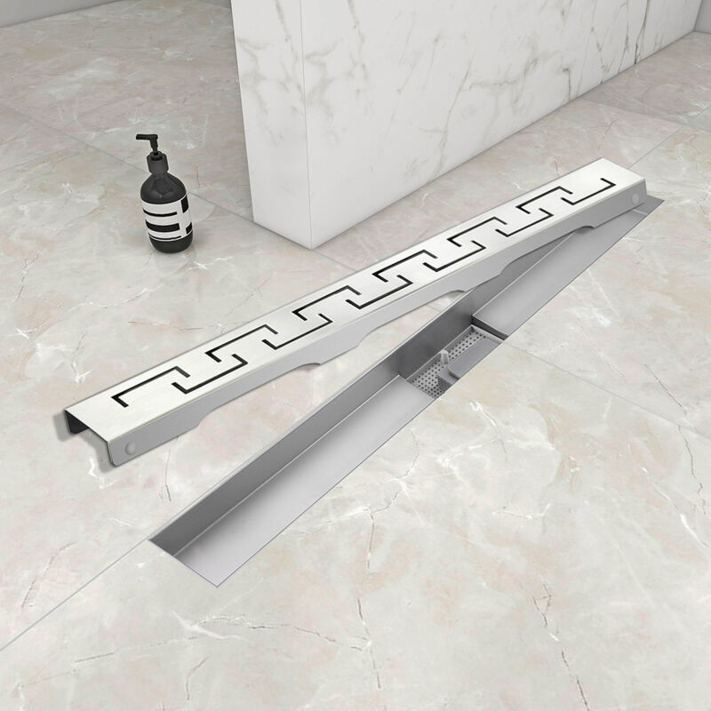 foto del prodotto ocean italy canalina di scarico doccia in acciaio inox con griglia a ponti 60cm modello moderno canaletta doccia con sifone antiodore e
