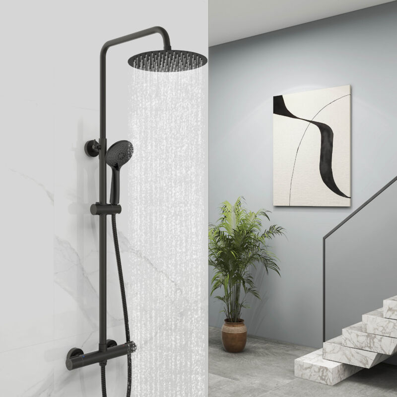 foto del prodotto ocean italy colonne doccia termostatiche, sistema doccia antiscottature, miscelatore doccia con soffione 25cm acciaio inox e doccetta 23x11cm,
