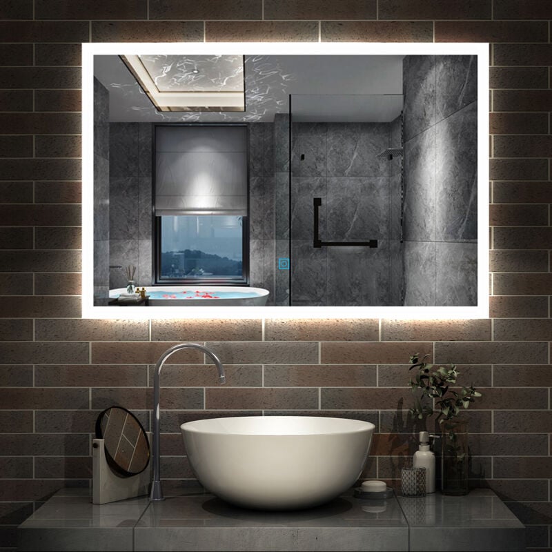foto del prodotto ocean italy ocean 100x60cm specchio da bagno rettangolare a led, touch, antiappannamento, memoria di interruzione di corrente