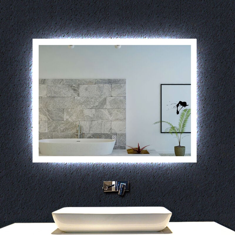 foto del prodotto ocean italy ocean 60x50cm specchio da bagno rettangolare a led, antiappannamento, tre luci