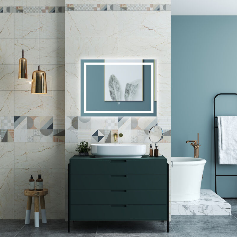 foto del prodotto ocean italy ocean specchio da bagno 100 x 60 cm, dimmerabile, interruttore touch, funzione memoria, antiappannamento