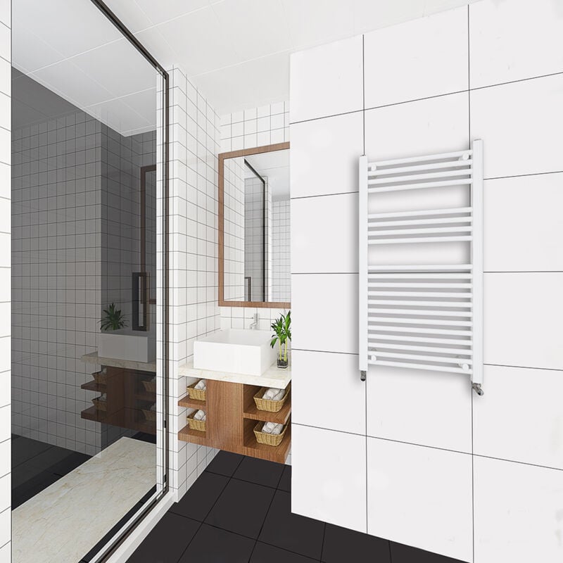 foto del prodotto ocean italy ocean termoarredo bagno 1000x500mm scaldasalviette ad acqua calda porta asciugamani bianco interasse 45 potenza t50 447w