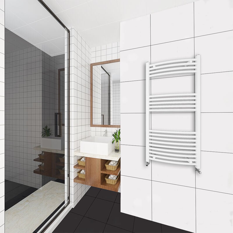 foto del prodotto ocean italy ocean termoarredo bagno 1150x550mm scaldasalviette ad acqua calda porta asciugamani bianco interasse 50 potenza t50 471w
