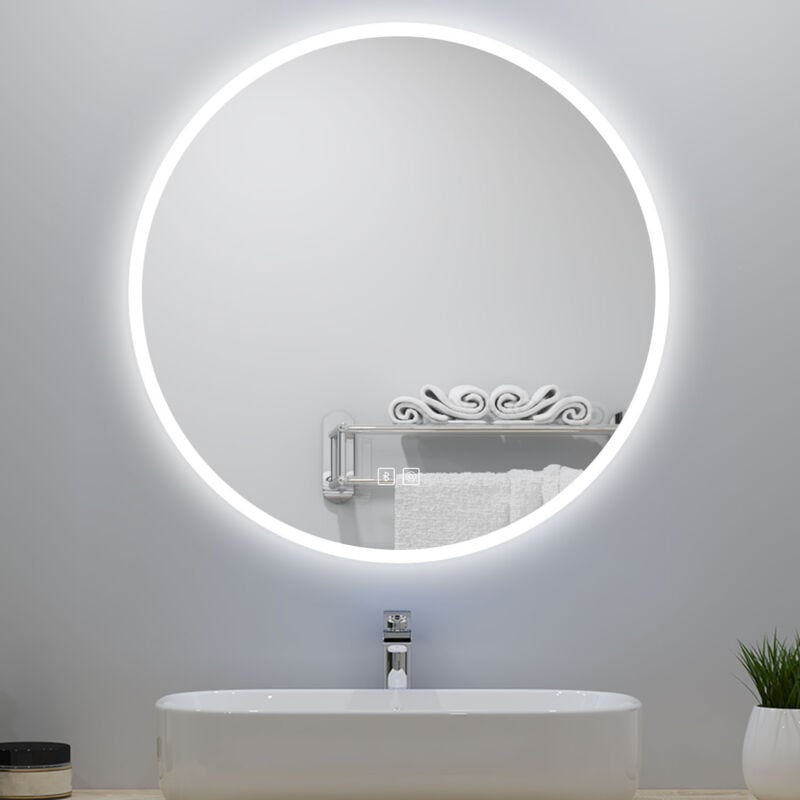 foto del prodotto ocean italy - specchio da bagno con led diametro 80 cm, bluetooth, antiappannamento, touch control, infinitamente dimmerabile, 3 temperature di colore