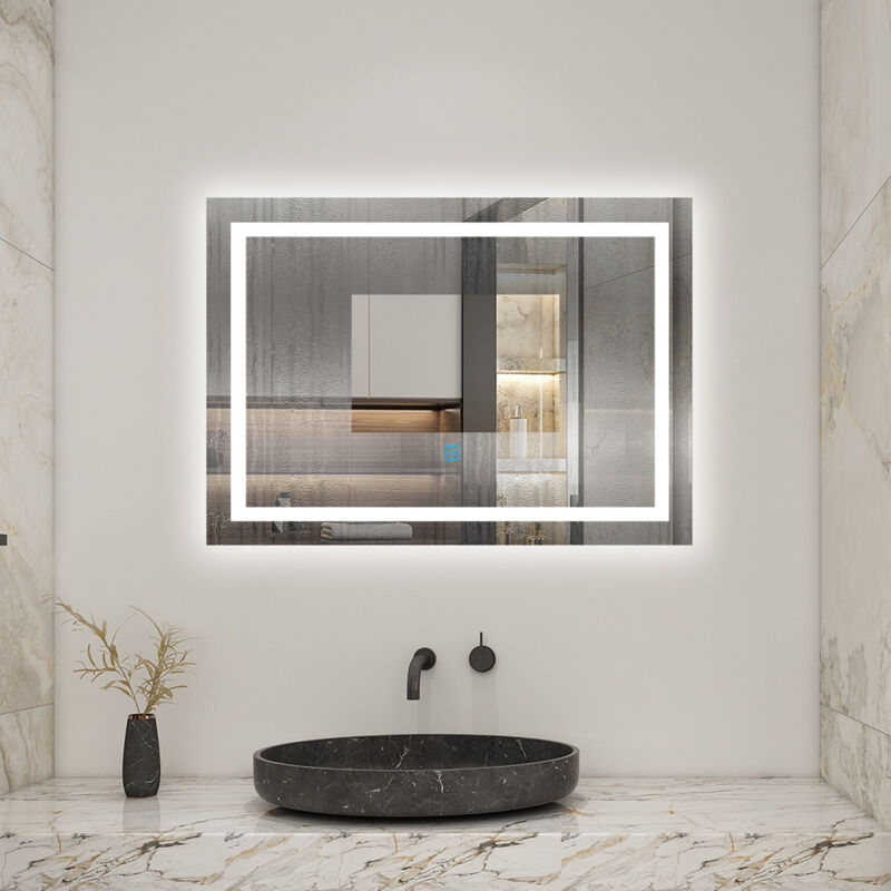 foto del prodotto ocean specchio bagno rettangolare da led 120 80cm, antiappannamento, 3 temperature colore