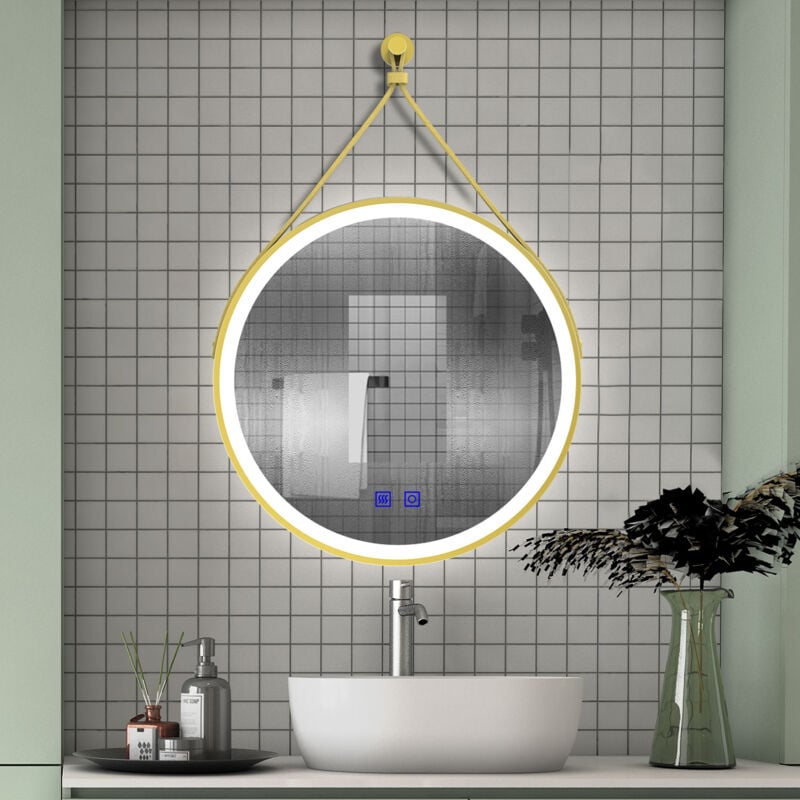 foto del prodotto ocean specchio bagno rotondo da led 70 70cm, antiappannamento, 3 temperature colore