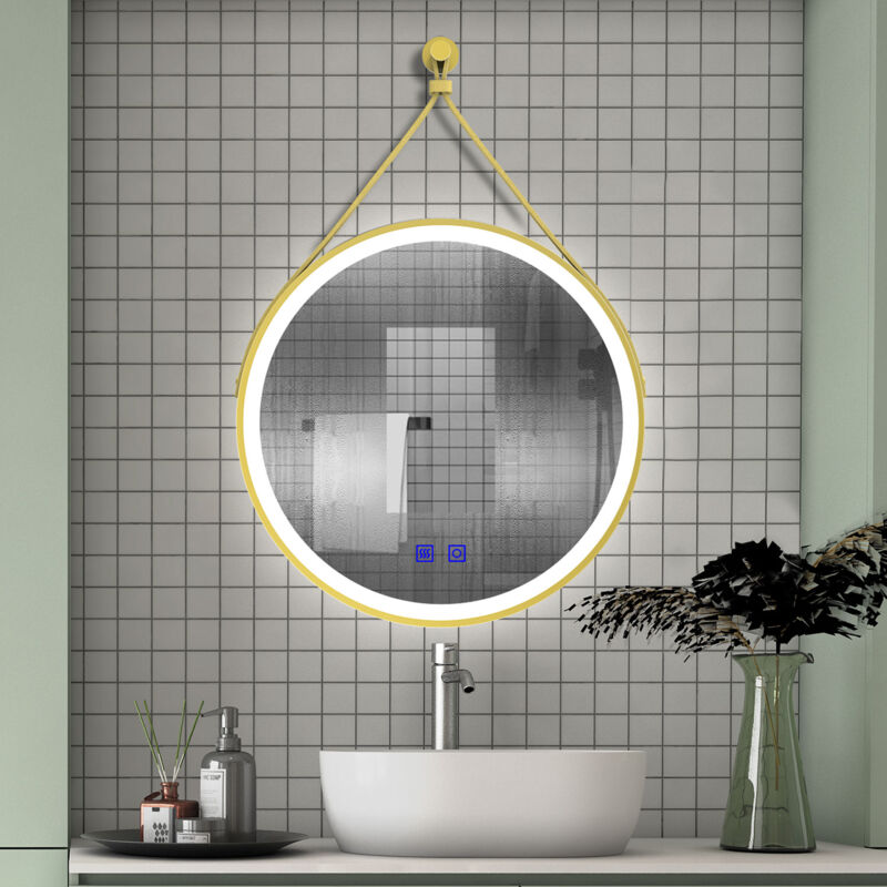 foto del prodotto ocean specchio bagno rotondo da led 80 80cm, antiappannamento, 3 temperature colore