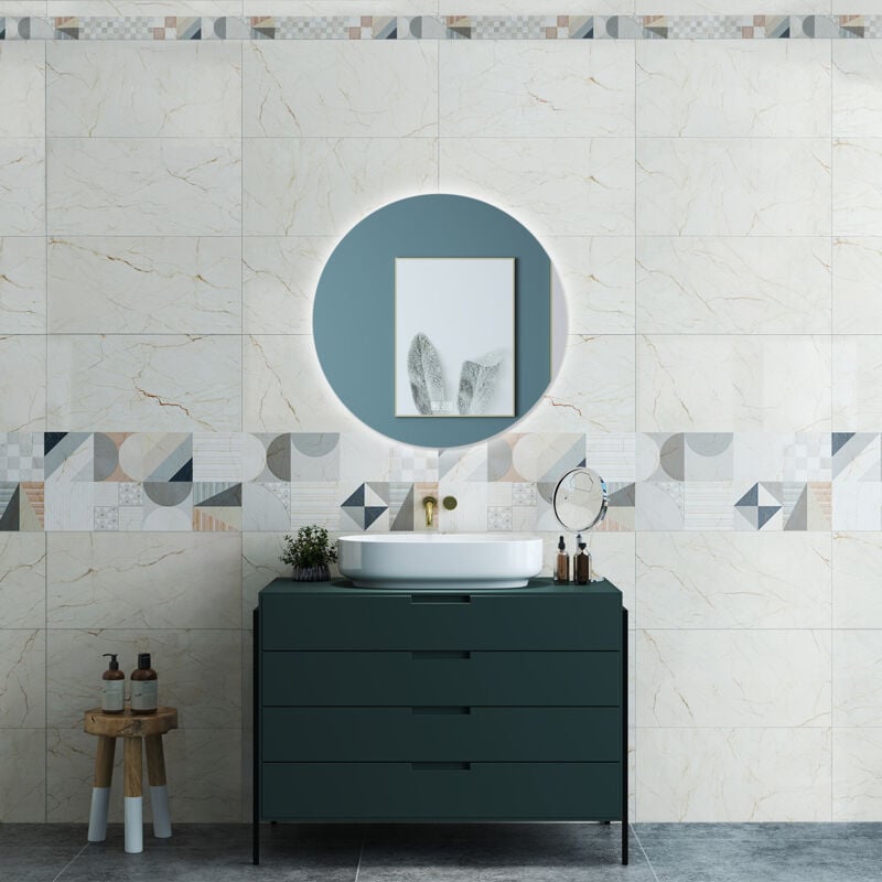 foto del prodotto ocean specchio da bagno 60 x 60 cm, 3 colori, antiappannamento, dimmerabile, interruttore touch, funzione memoria