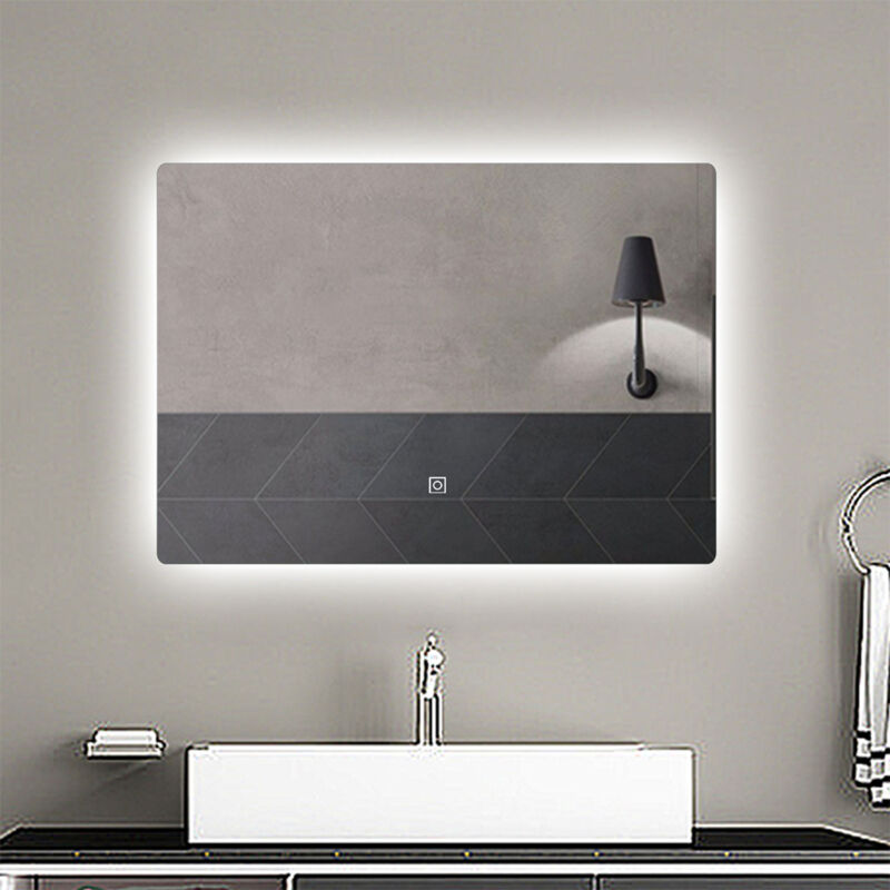 foto del prodotto ocean specchio da bagno rettangolare con led,70x50cm,infinitamente dimmerabile,funzione memoria,per trucco makeup,estetica elegante