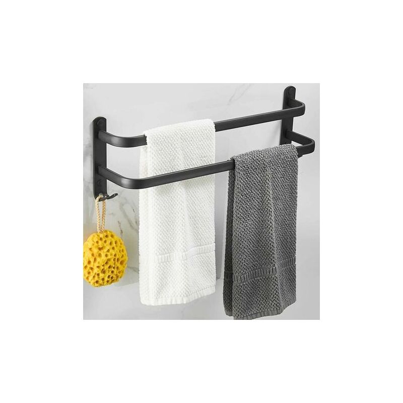 foto del prodotto ocxin portasciugamani da parete, portasciugamani da bagno, portasciugamani autoadesivo nero opaco, portasciugamani in lega di alluminio non forato