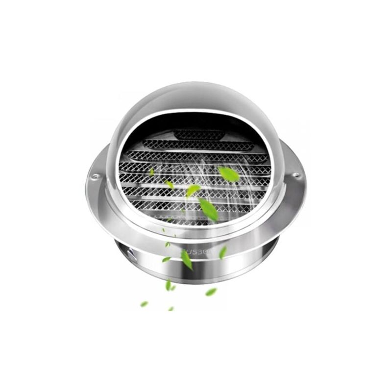 foto del prodotto odipie 1 griglia di ventilazione rotonda in acciaio inossidabile con bocca e lamelle anti insetto, griglia di ventilazione 150 mm per parete