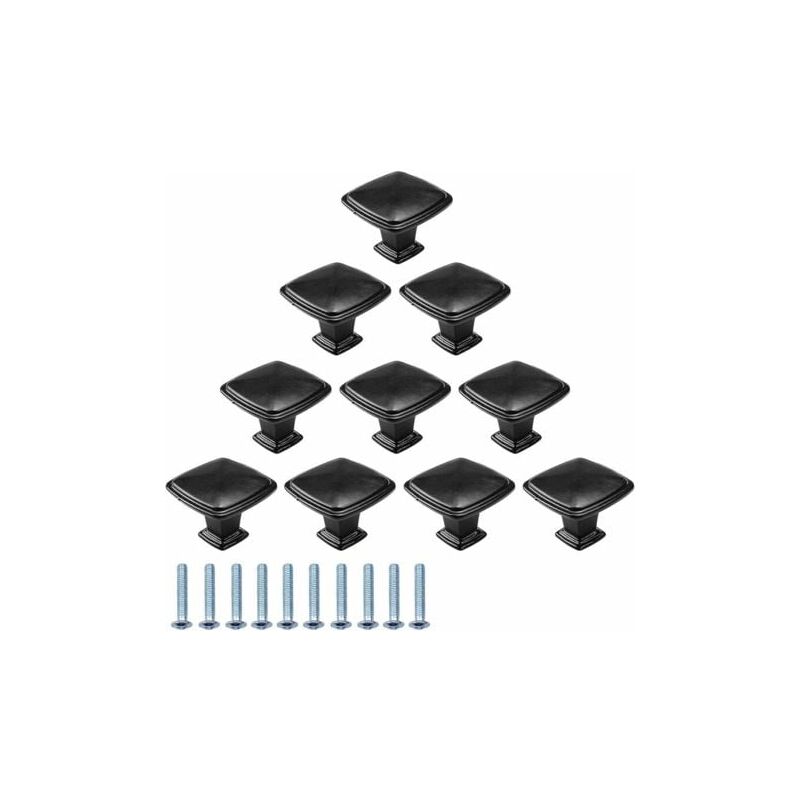 foto del prodotto odipie 10 pezzi neri pomelli per mobili maniglie per cassetti maniglie per porte maniglie per mobili quadrate manopole per cassetti con foro tondo