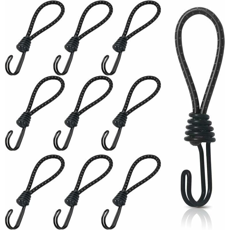 foto del prodotto odipie - 10 pezzi tenditore in gomma con ganci a spirale, gancio per corda elastica corta, tenditori per teloni con doppi ganci