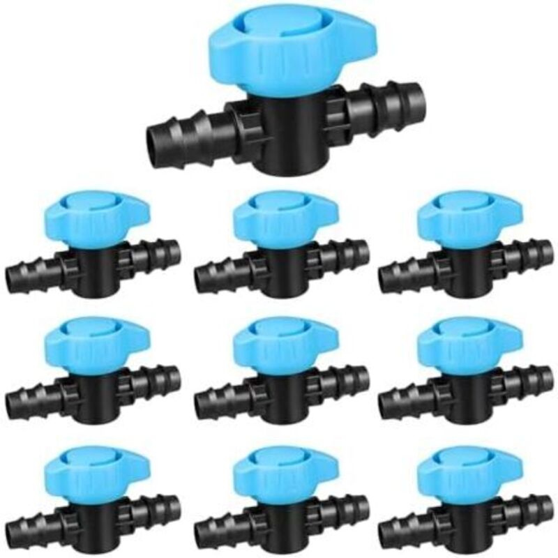 foto del prodotto odipie 10 pezzi valvola di intercettazione per irrigazione a goccia, valvola di gocciolamento dritta da 16 mm, collegamento per tubo di irrigazione