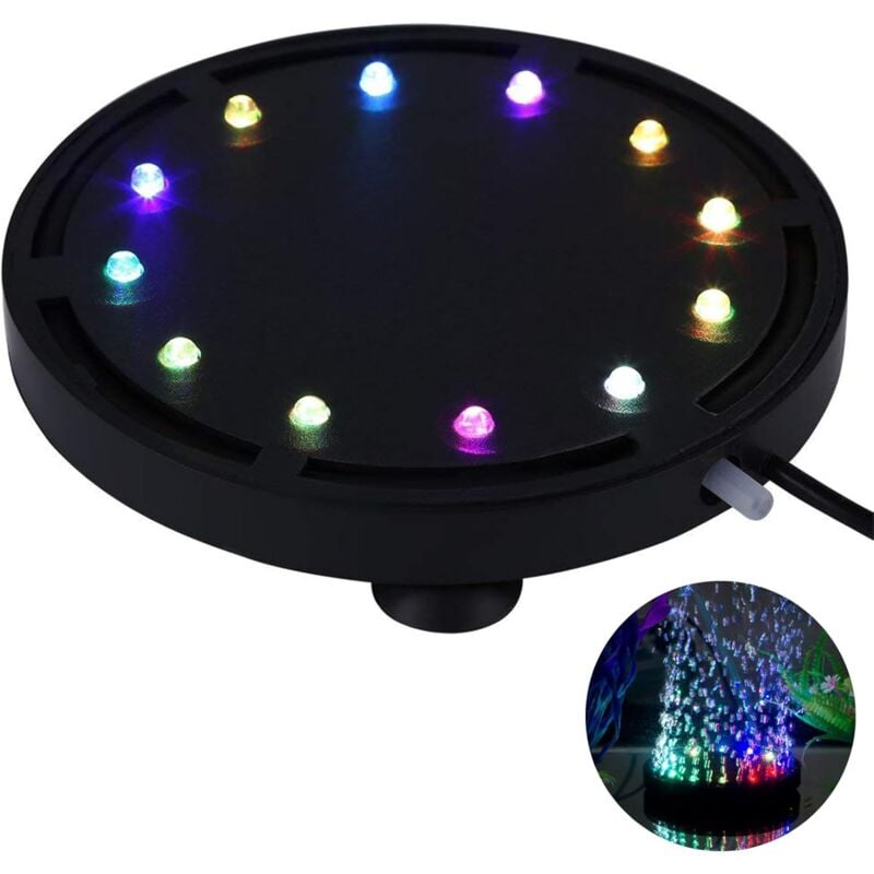 immagine 0 del prodotto odipie 12 led rgb multicolore acquario luce subacquea a bolle notte mare acquario multicolore disco in pietra d aria, gorgogliatore rotondo per