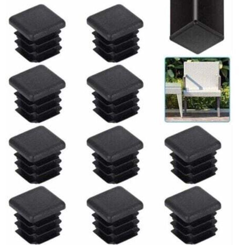 foto del prodotto odipie 20 tappi per tubi quadrati, 20 tappi per tubi quadrati da 20 mm, tappi per tubi quadrati in plastica nera, tappi per pinne quadrate, tappi