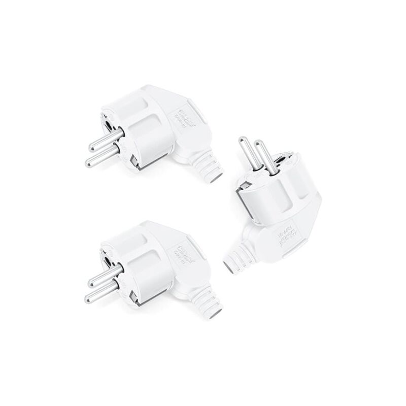 foto del prodotto odipie 3 x spine schuko, 250 v 16 a , spina di sicurezza con guaina antipiega, spina schuko in plastica, infrangibile, durevole, utilizzabile per