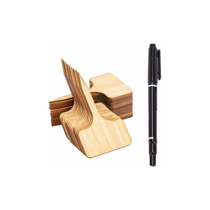 foto del prodotto odipie 30 etichette per piante di bamb etichette in legno etichette per piante di bamb marcatori tipo t per piante in vaso da giardino accessori