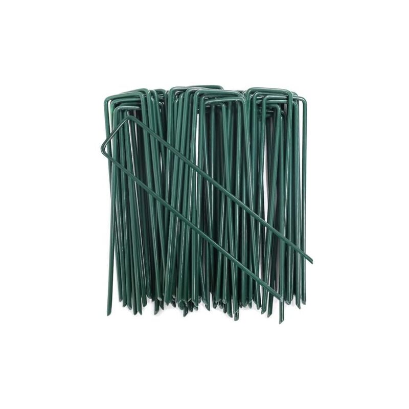 foto del prodotto odipie 50 pz. picchetti per fissaggio del prato da giardino, graffette a forma di u per teloni infestanti, zincati a caldo altezza 150 mm 