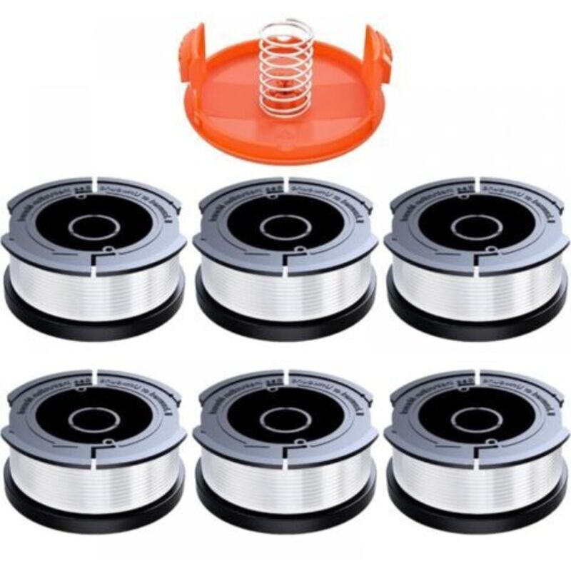 foto del prodotto odipie 6 pezzi bobina di filo per decespugliatore compatibile con black and decker, 1,65 mm con filo per decespugliatore da 9 m, contiene 1