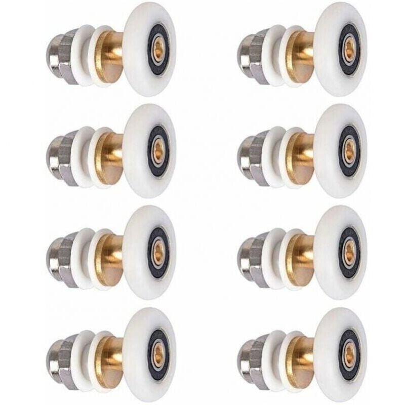 foto del prodotto odipie - 8 pezzi rullo per porta doccia, rulli per porta scorrevole, pulegge per porta cabina doccia, ruota di ricambio per rullo con diametro ruota 25 mm