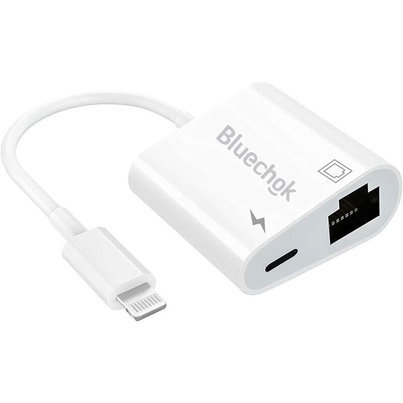 foto del prodotto odipie adattatore ethernet da lightning a rj45 con ricarica per iphone ipad, adattatore telefonico ethernet, supporto 10 100mbps ad alta velocit ,
