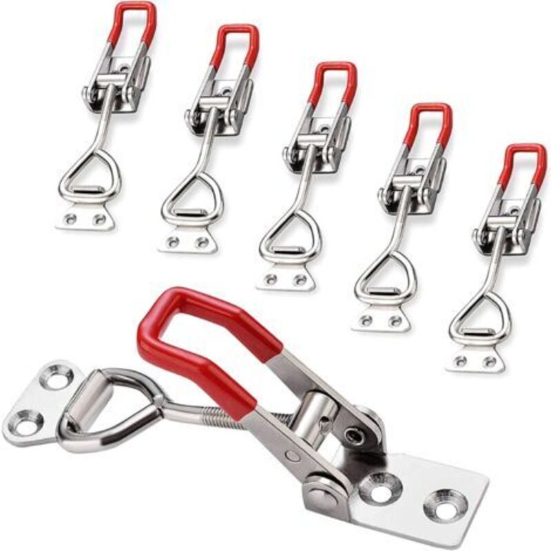 foto del prodotto odipie chiusura a leva in metallo, 6 pezzi morsetti a leva regolabili chiusure a leva utensile manuale a sgancio rapido per porte armadi valigie,