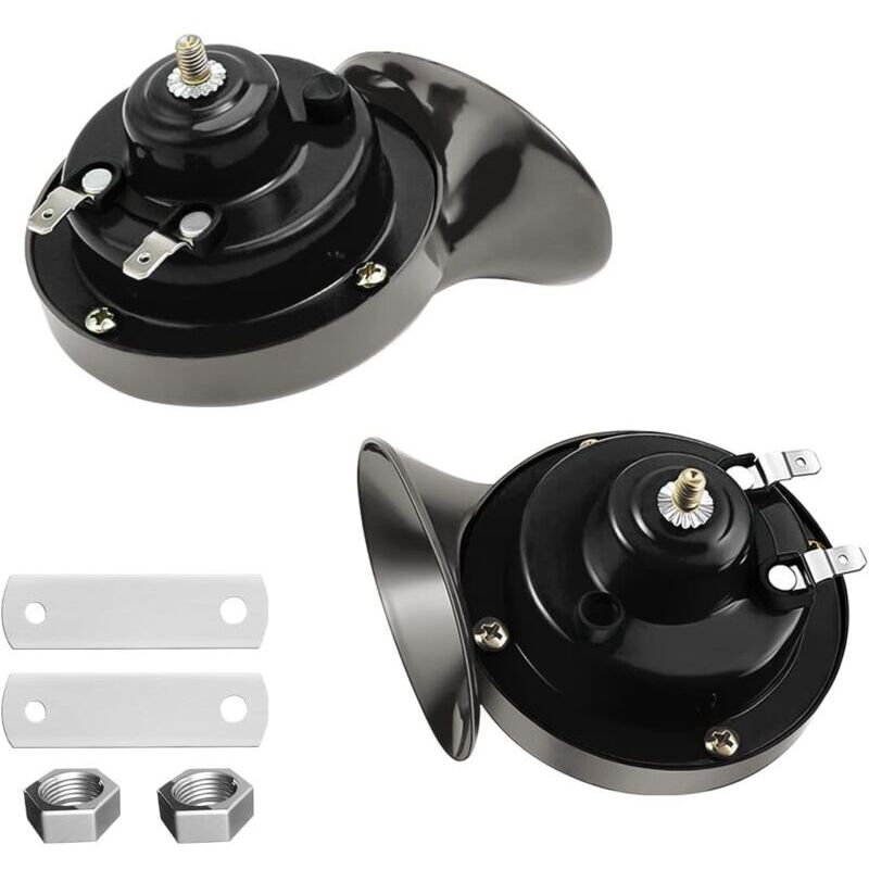 foto del prodotto odipie - clacson ad aria compressa a chiocciola da 300 db, confezione da 2, clacson per treni super rumorosi da 12 v, clacson ad aria compressa