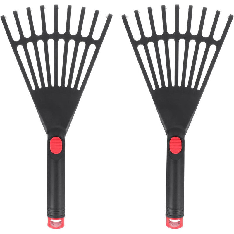 foto del prodotto odipie confezione da 2 rastrelli da giardino in plastica con impugnatura ergonomica, piccolo rastrello per foglie, ideale per giardinaggio,