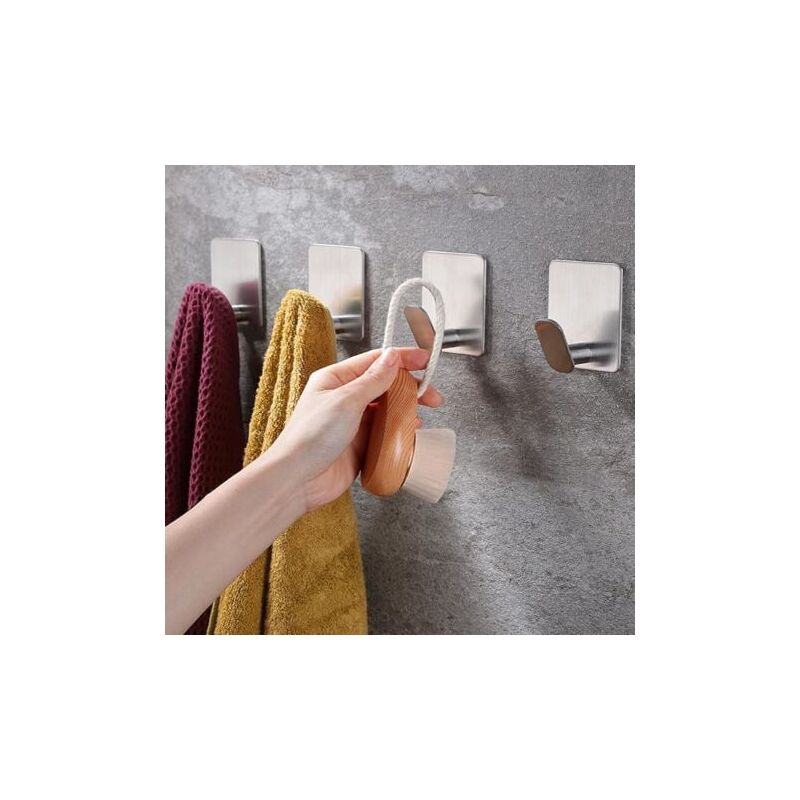 foto del prodotto odipie confezione da 4 ganci adesivi per bagno, ganci per doccia in acciaio inossidabile, supporto per gancio rotondo a parete per appendere