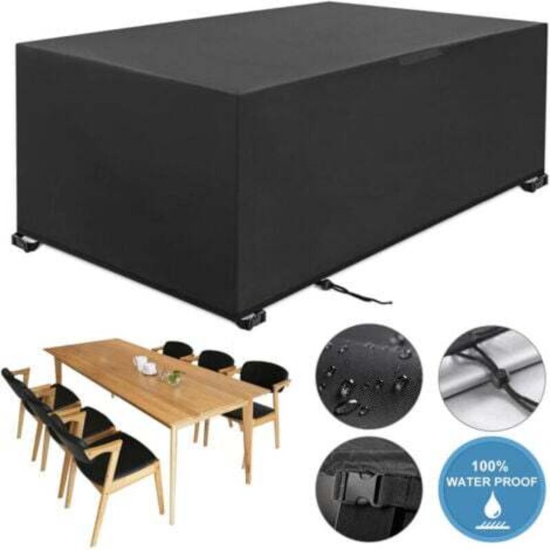 foto del prodotto odipie copertura per mobili da giardino 242 x 162 x 100 cm, copertura protettiva in 210d oxford, antivento, antipioggia, resistente ai raggi uv e