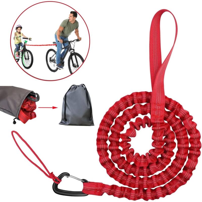 foto del prodotto odipie corda da traino per bici corda da traino per bambini per cinghia da traino per bici corda da traino elastica per bici, capacit di carico