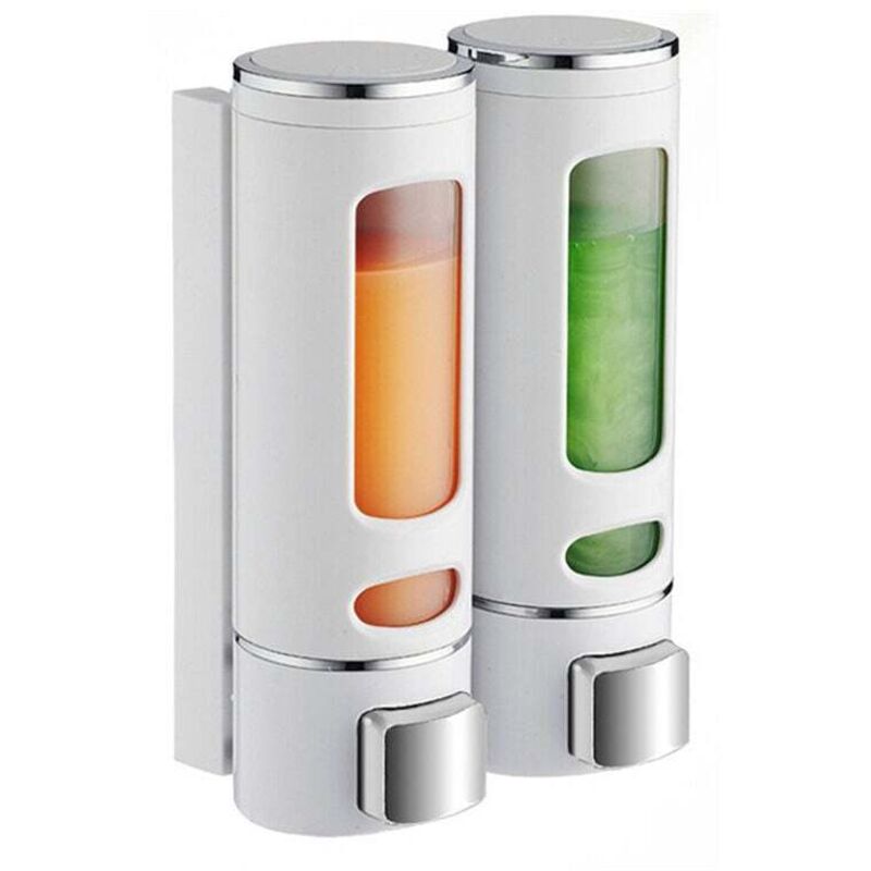 foto del prodotto odipie - dispenser di sapone a parete da 400 ml x 2, dispenser di shampoo e bagnoschiuma, dispenser di sapone per doccia doppio, dispenser di sapone